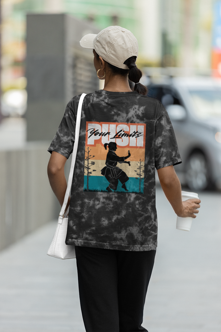 Push Your Limits Acid Wash Oversized T-shirt