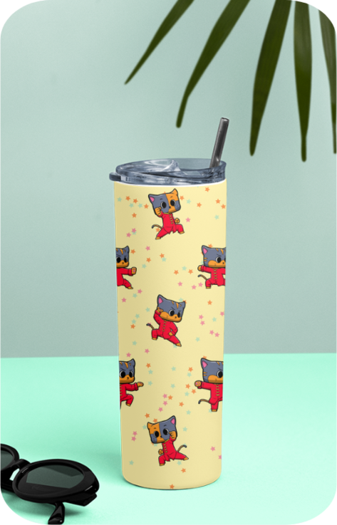 Combat Cat Tumbler Bottle - 600 ml
