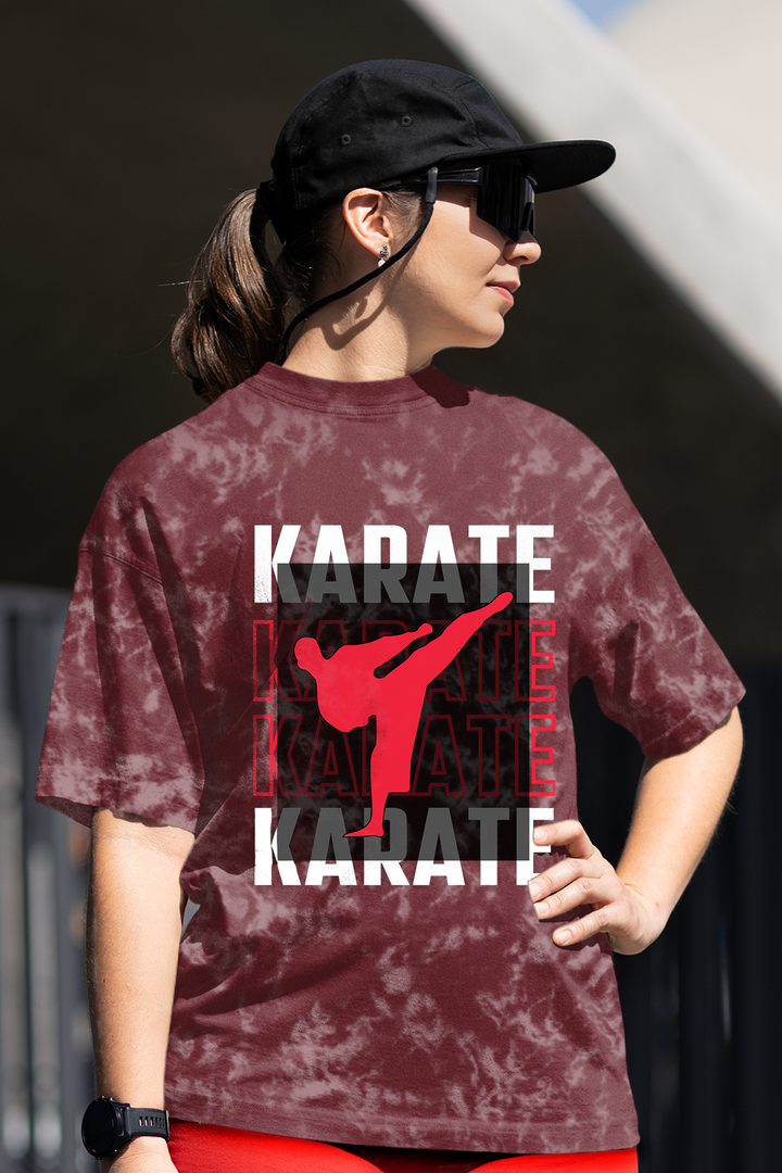 "Karate Spirit" Oversized Acid Wash T-Shirt