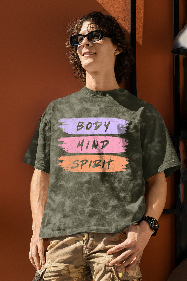Body Mind Spirit Acid Wash Oversized T-shirt