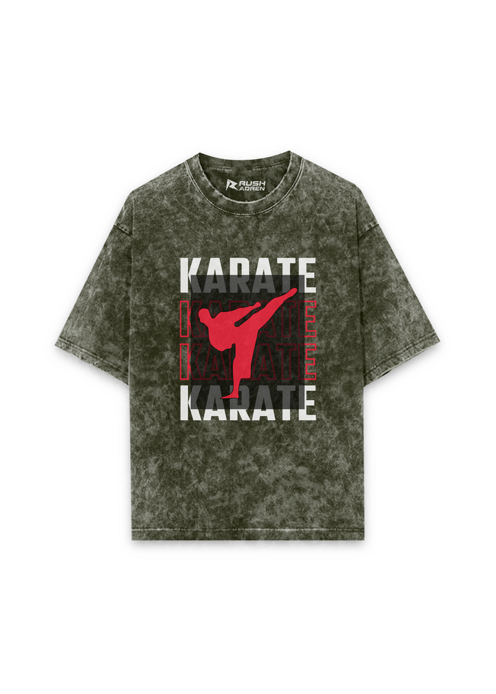 "Karate Spirit" Oversized Acid Wash T-Shirt