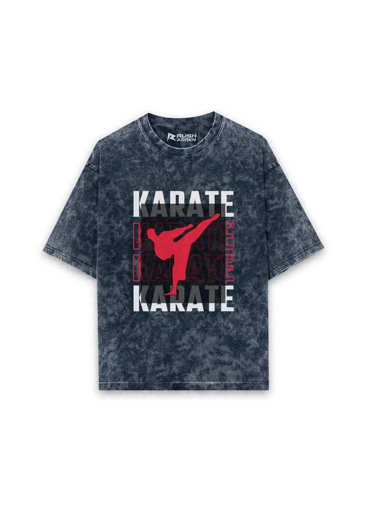 "Karate Spirit" Oversized Acid Wash T-Shirt