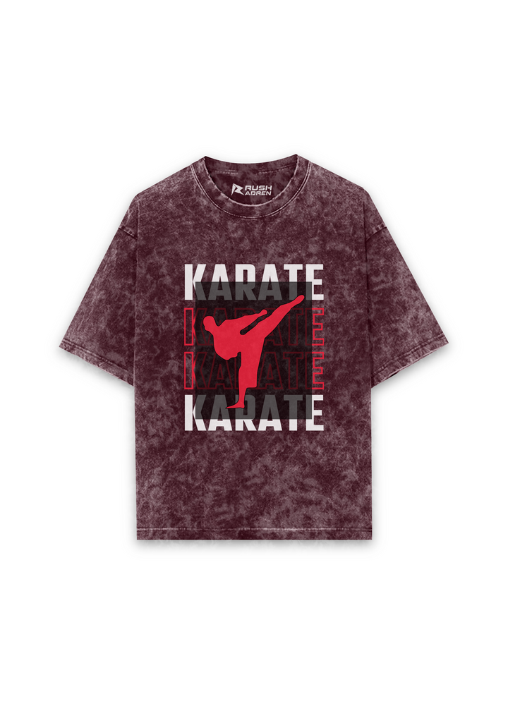 "Karate Spirit" Oversized Acid Wash T-Shirt