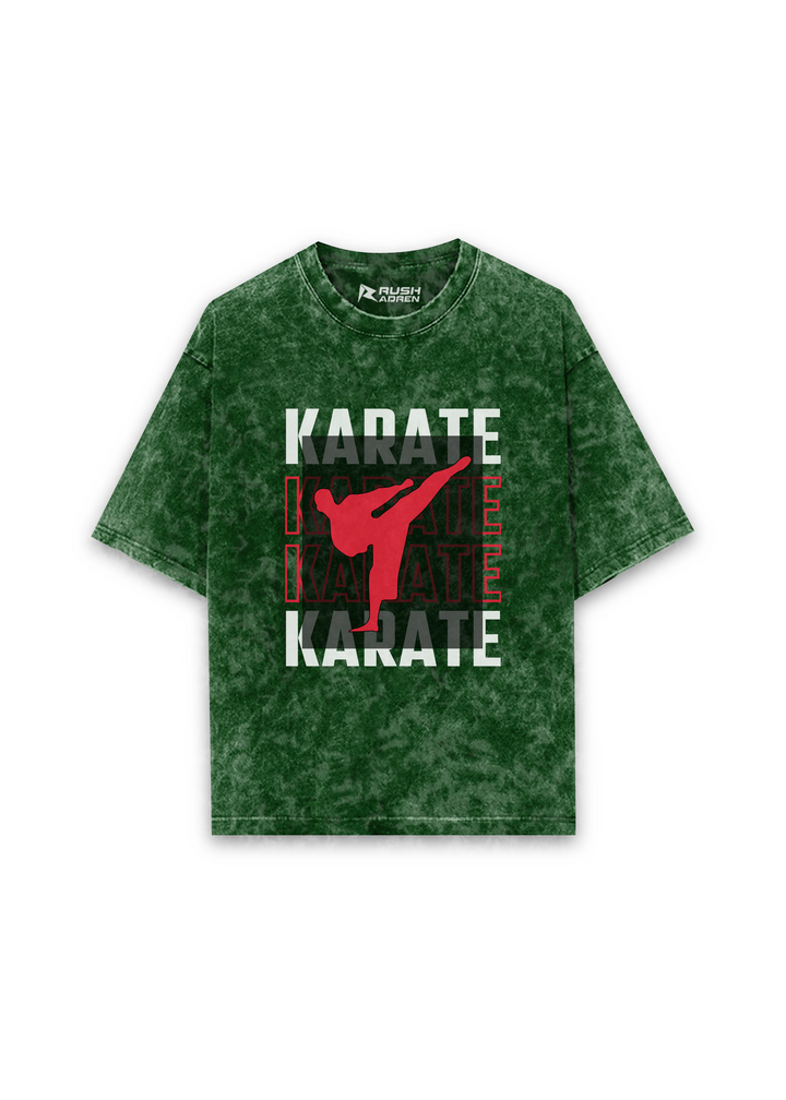 "Karate Spirit" Oversized Acid Wash T-Shirt