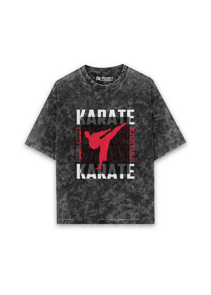 "Karate Spirit" Oversized Acid Wash T-Shirt