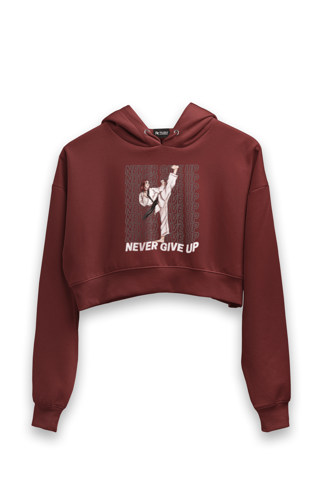 Karate Never Give Up Crop Hoodie