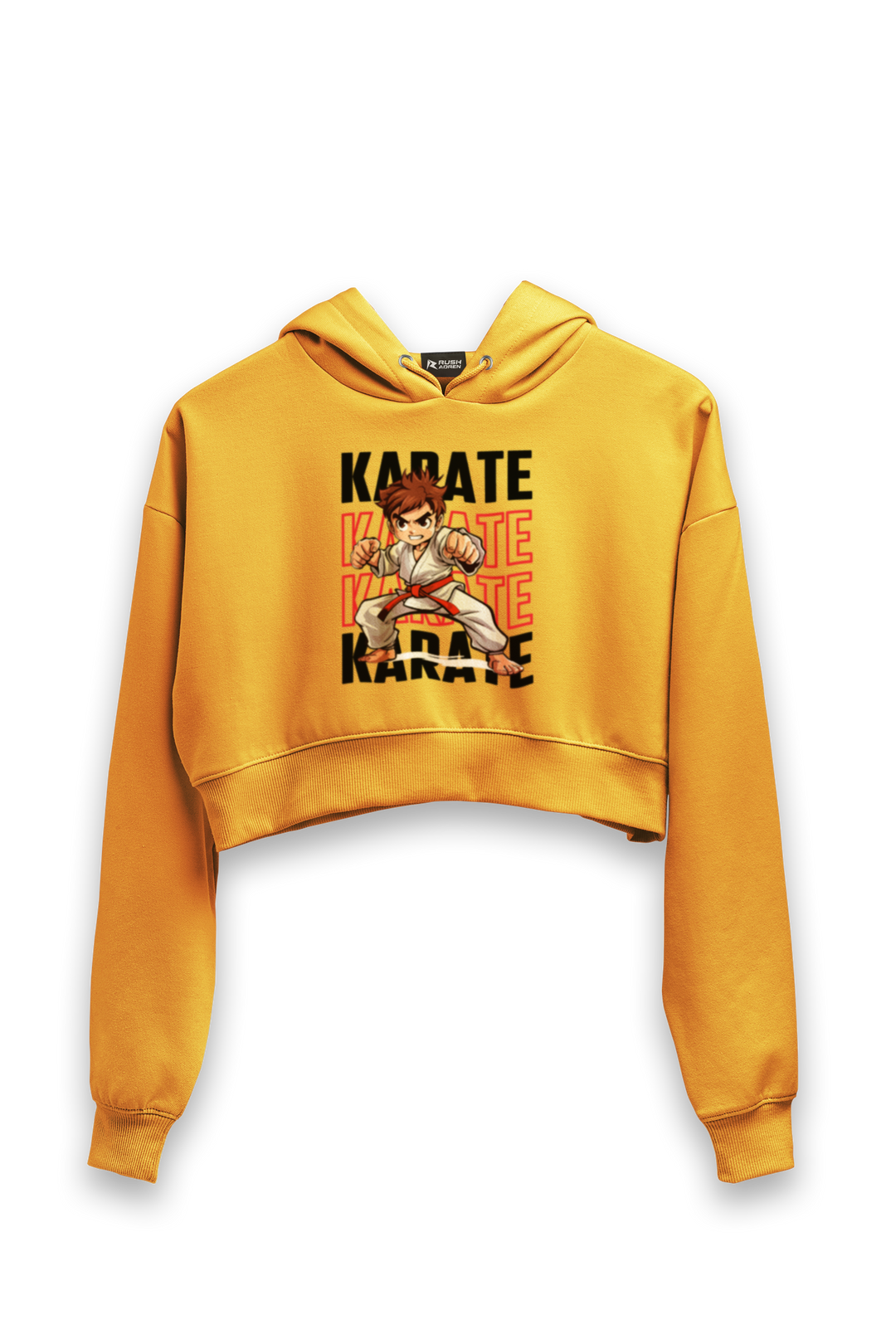 Karate Action Comic Style Crop Hoodie