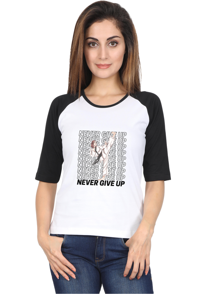 Never Give Up Raglan T-Shirt