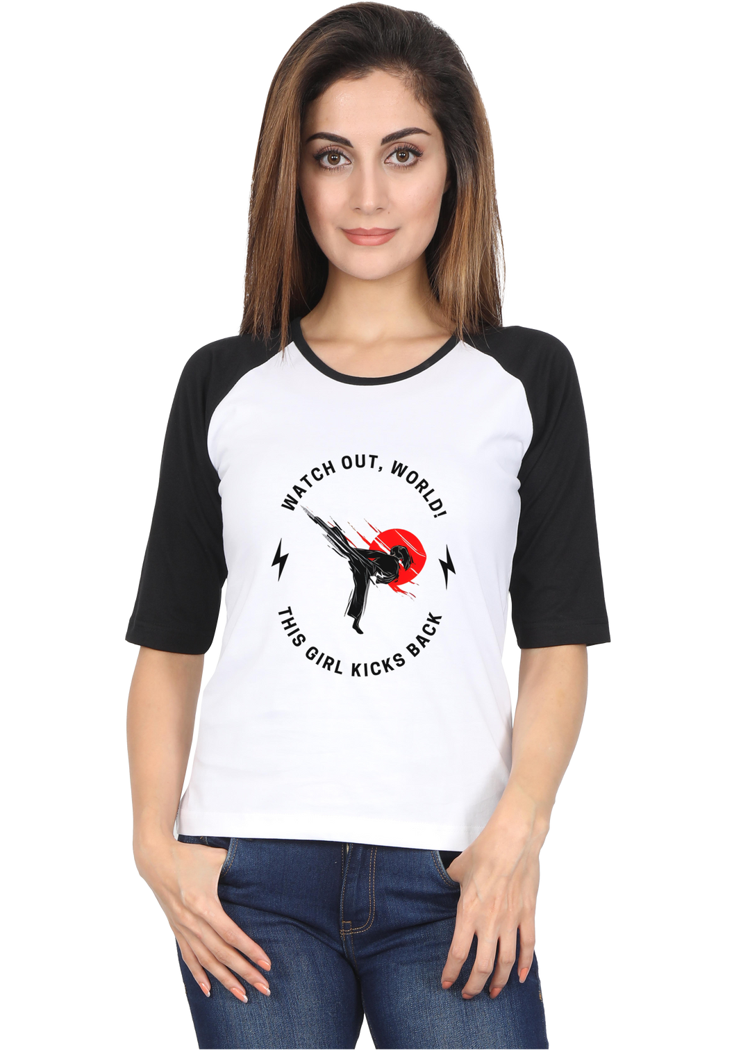 Fearless Girl Raglan 3/4th Sleeve T-Shirt