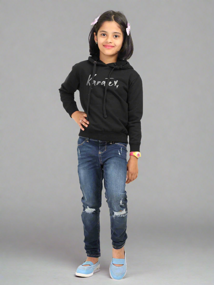 Girls Silver Vinyl Classic Hoodie