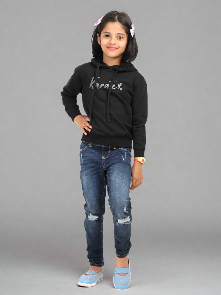 Girls Silver Vinyl Classic Hoodie
