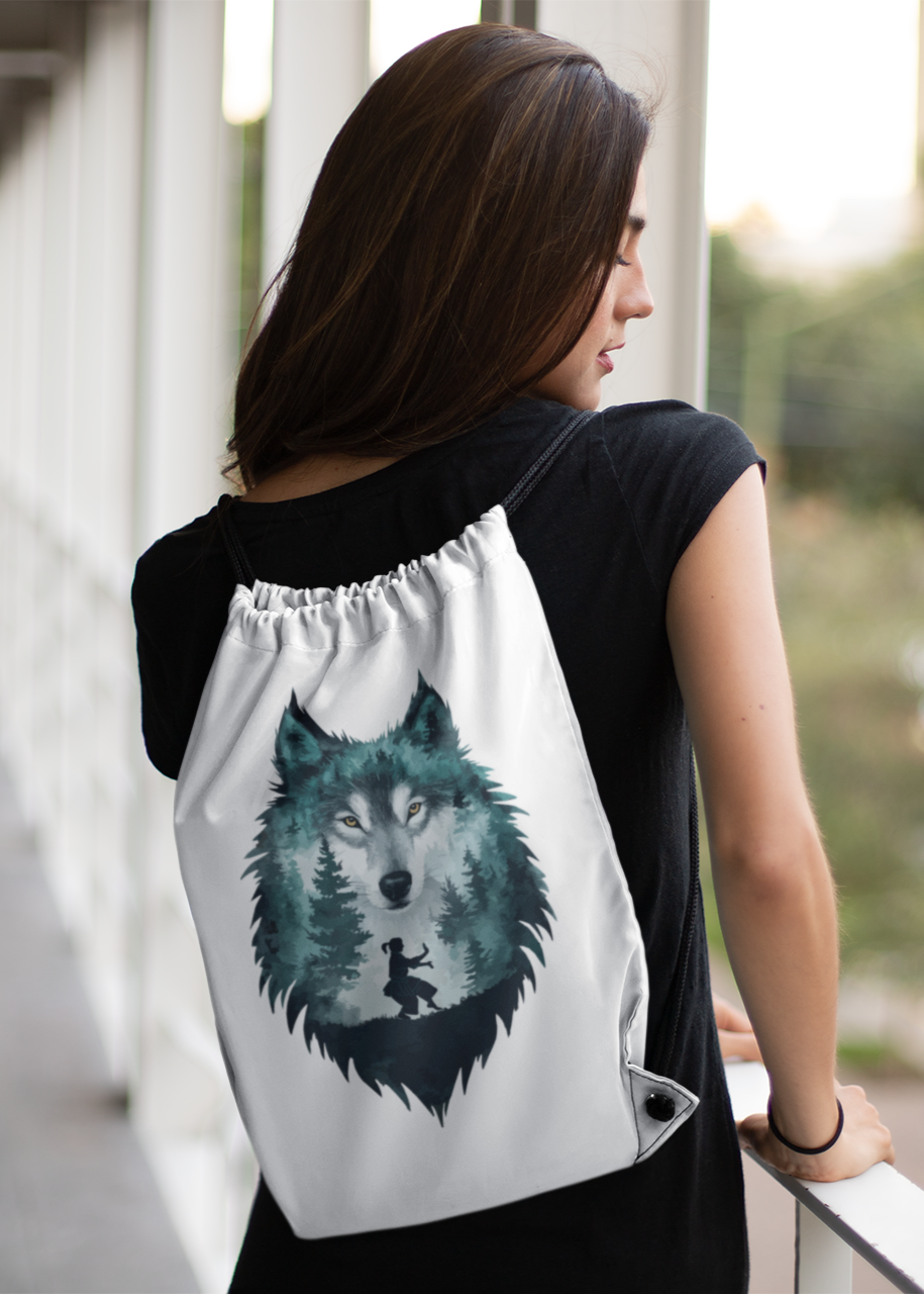 Spirit of the Wolf Drawstring Bag