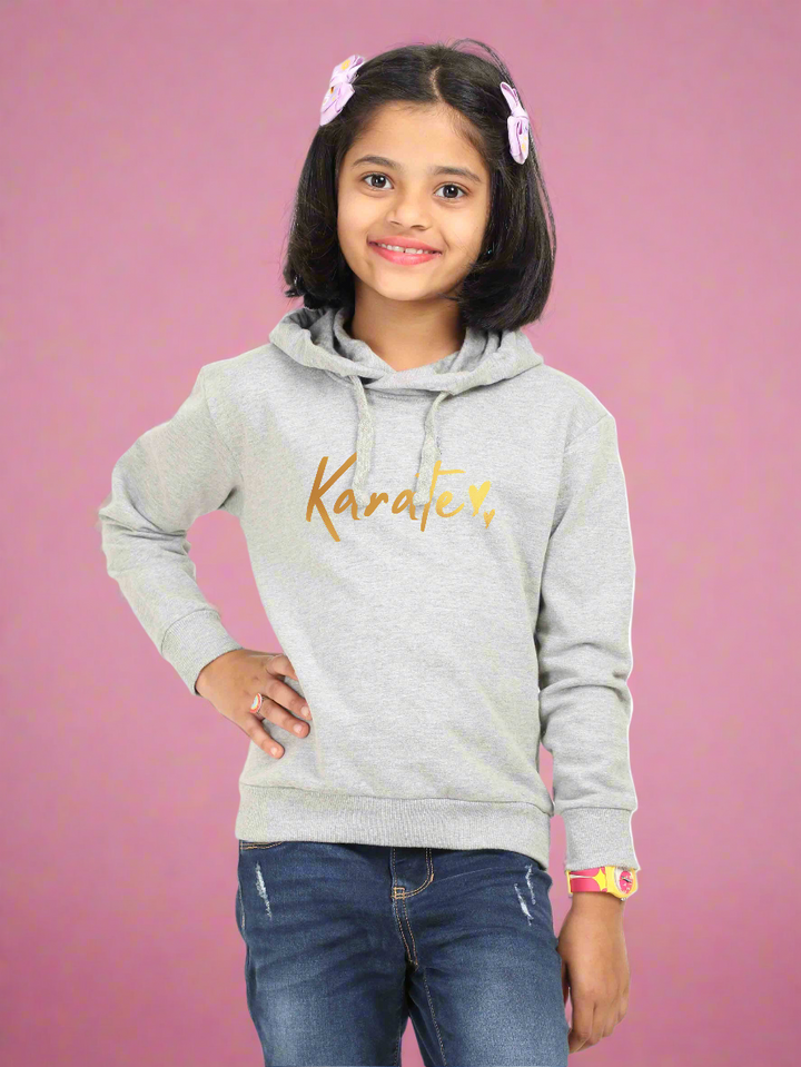 Girls Gold Printed Classic Hoodie