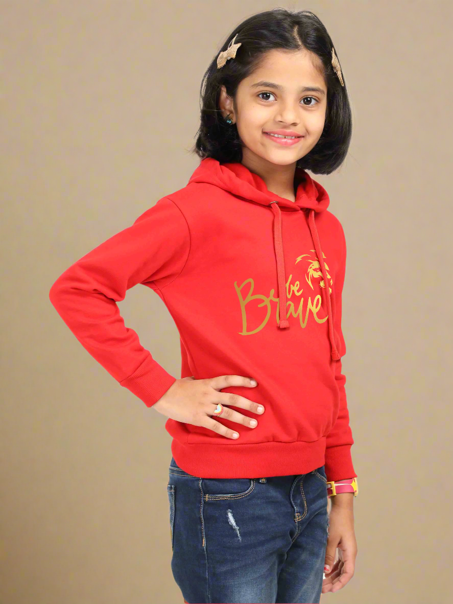Girls Gold Printed Classic Hoodie