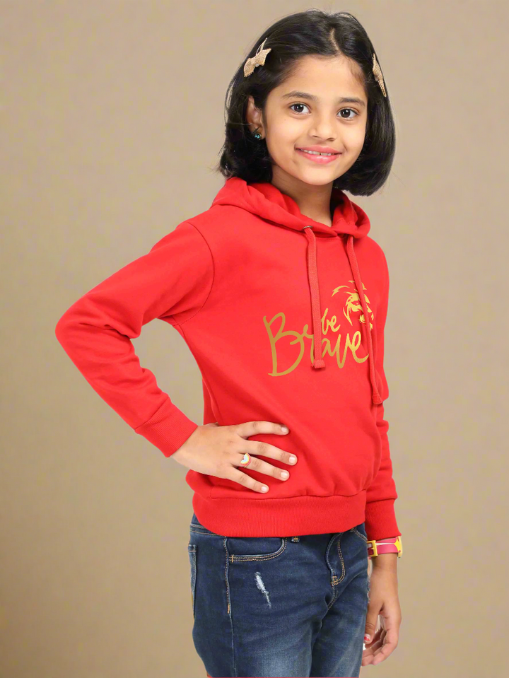 Girls Gold Printed Classic Hoodie