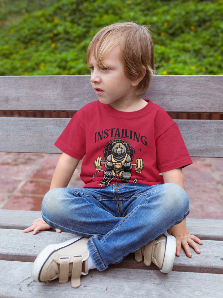 Installing Muscle Bear - Gym Kid's Crew Neck T-Shirt