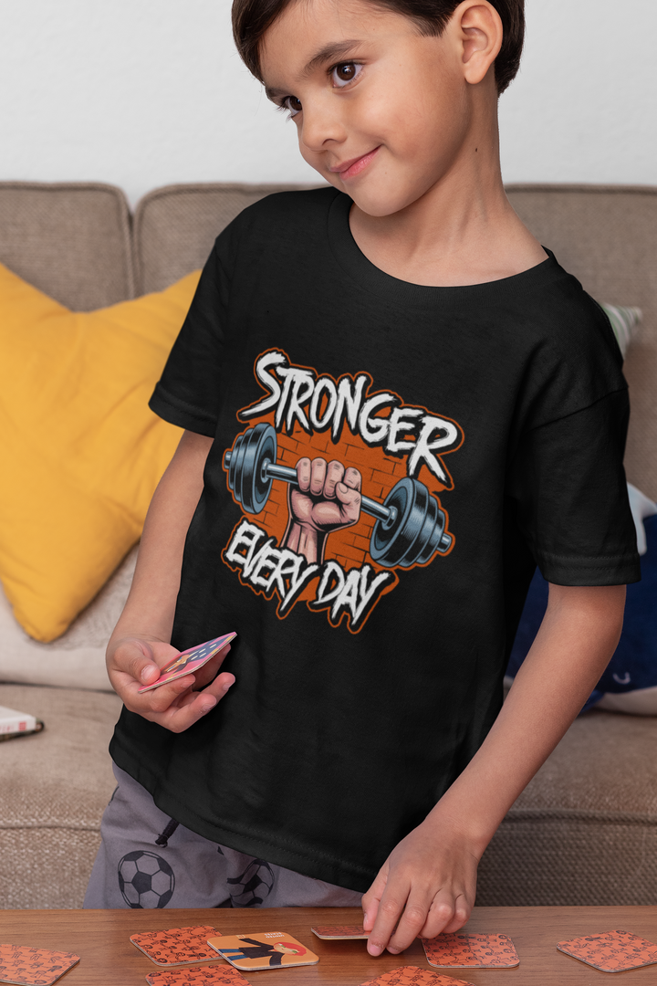Stronger Every Day - Gym Boy's Crew Neck T-Shirt