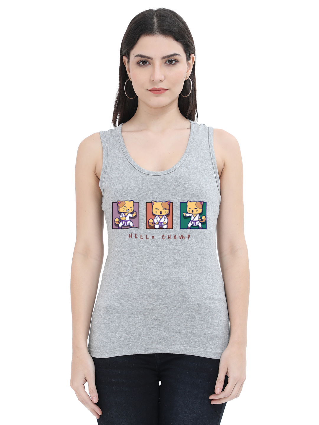 Hello Champ Karate Cat Tank Top