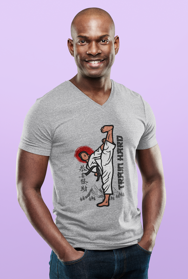 Train Hard Karate V-neck T-Shirt