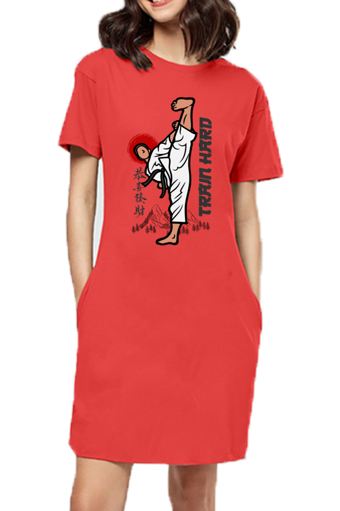 Train Hard Karate T-Shirt Dress