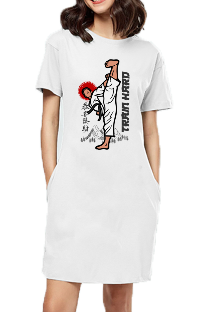 Train Hard Karate T-Shirt Dress