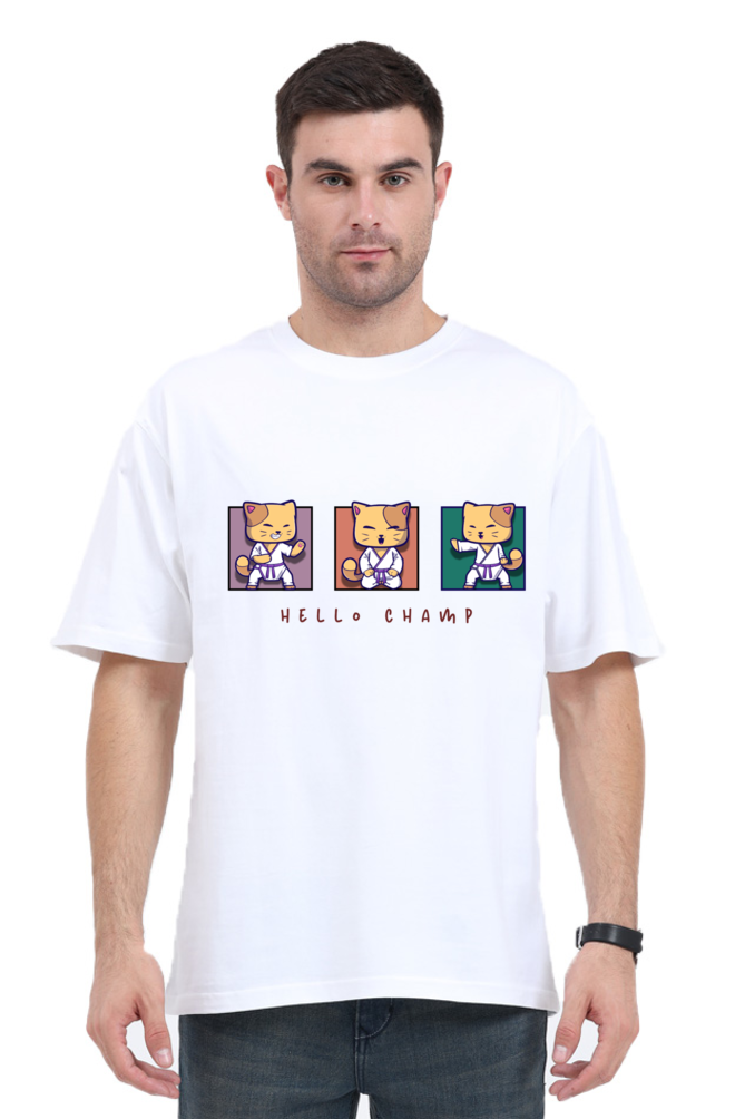 Hello Champ Karate Cat Oversized T-Shirt