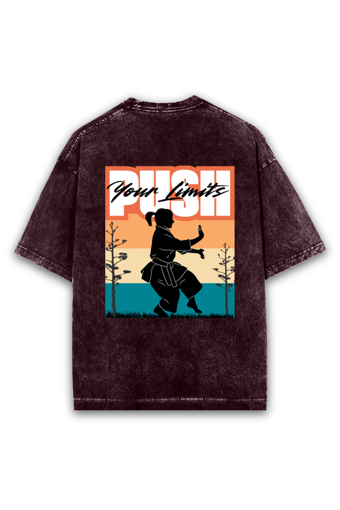 Push Your Limits Acid Wash Oversized T-shirt