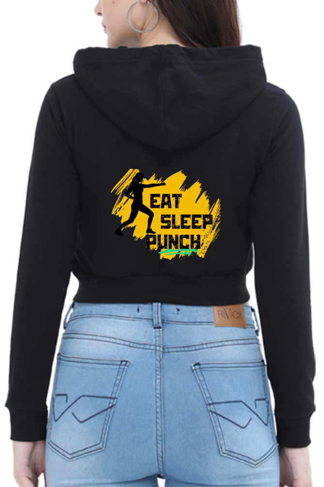 Eat Sleep Punch Crop Hoodie