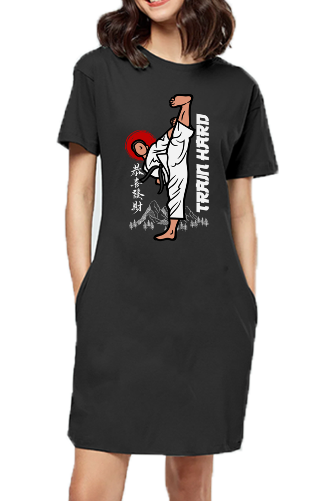 Train Hard Karate T-Shirt Dress