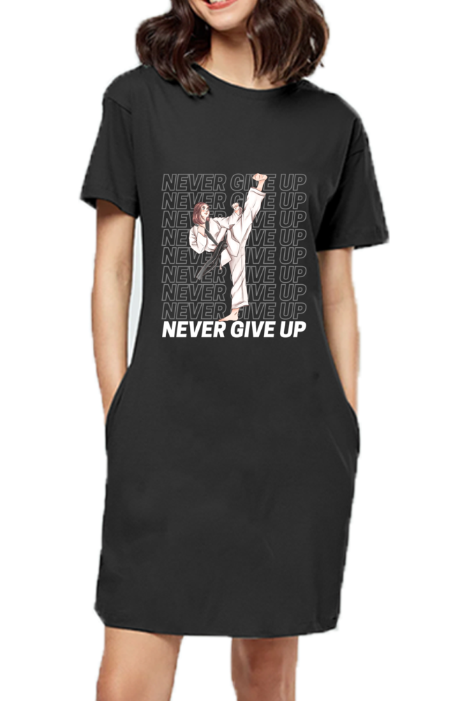 Karate Never Give Up T-Shirt Dress