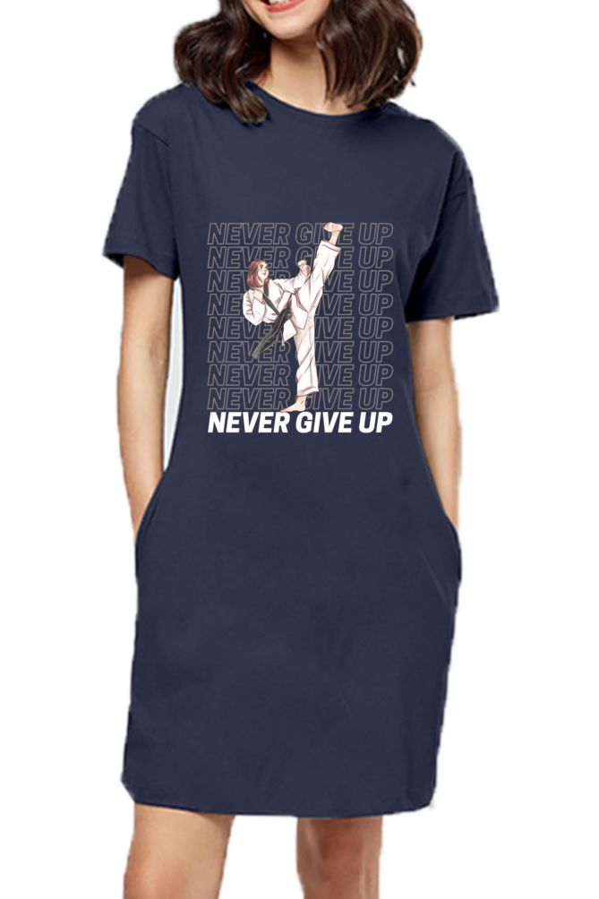 Karate Never Give Up T-Shirt Dress