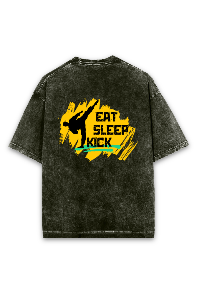 Eat Sleep Kick Acid Wash Oversized T-shirt