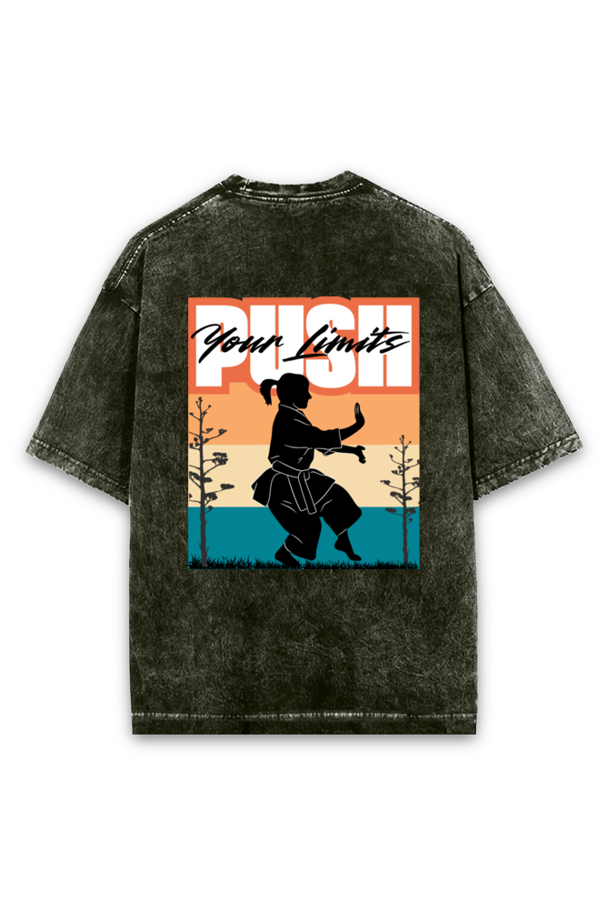 Push Your Limits Acid Wash Oversized T-shirt