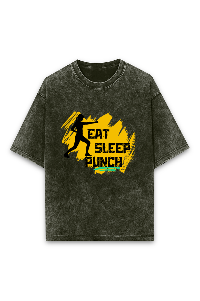 Eat Sleep Punch Acid Wash Oversized T-shirt