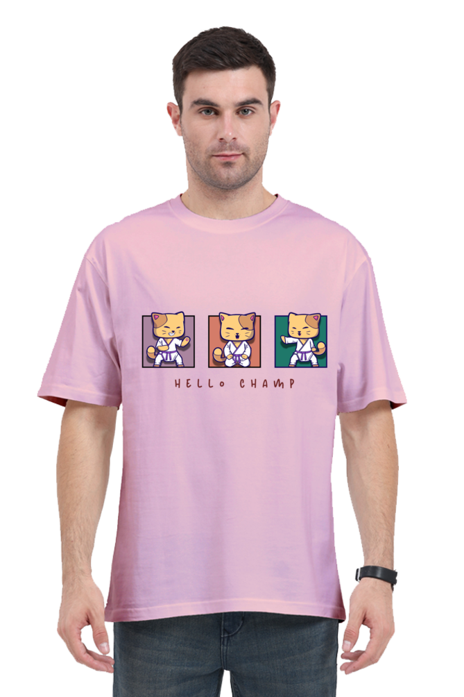 Hello Champ Karate Cat Oversized T-Shirt