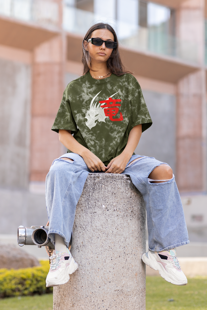 Dragon Spirit Acid Wash Oversized T-shirt