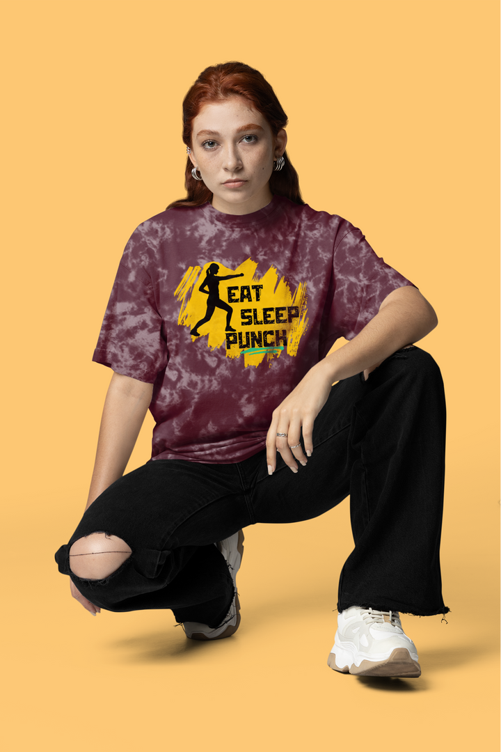 Eat Sleep Punch Acid Wash Oversized T-shirt