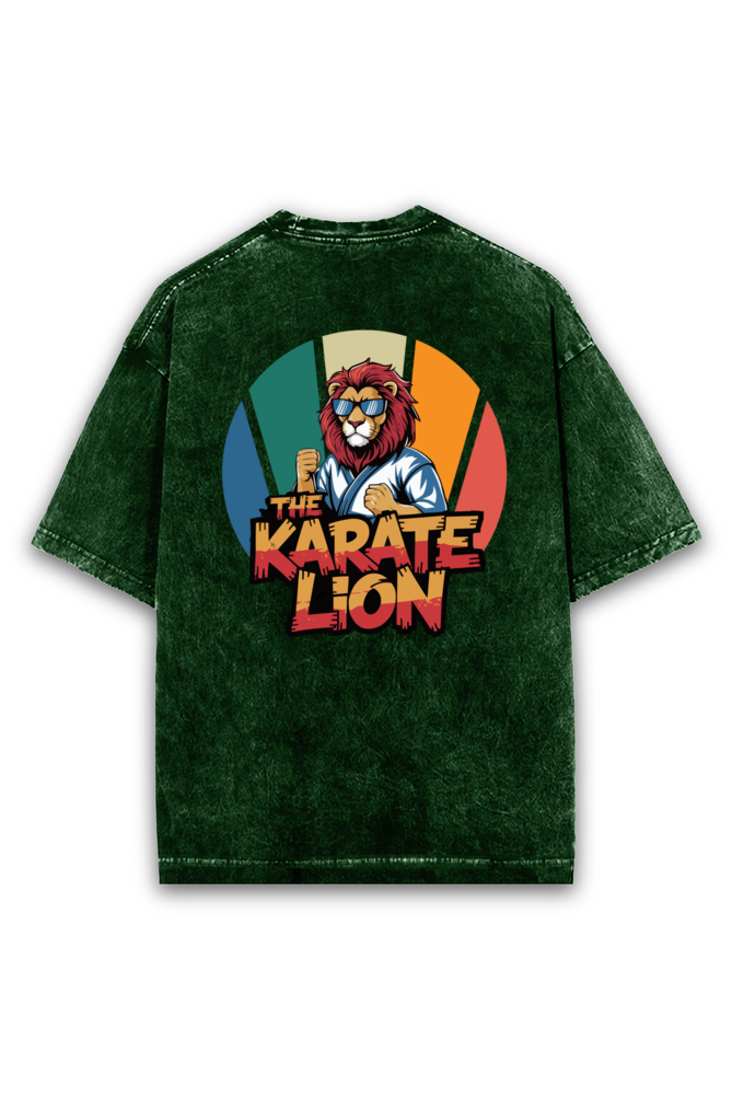 Karate Lion Acid Wash Oversized T-shirt