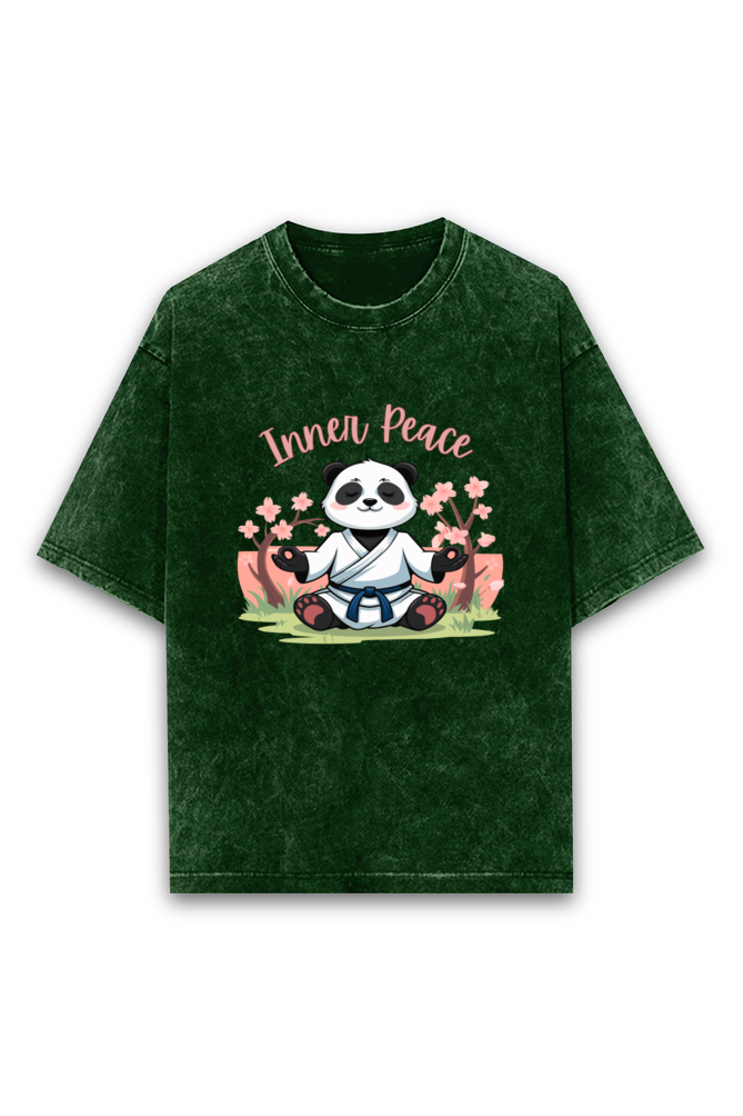 Zen Spirit Panda Acid Wash Oversized T-Shirt