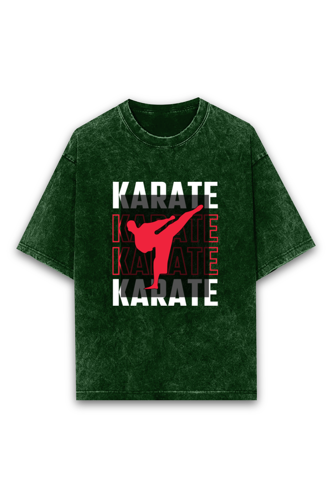 "Karate Spirit" Oversized Acid Wash T-Shirt