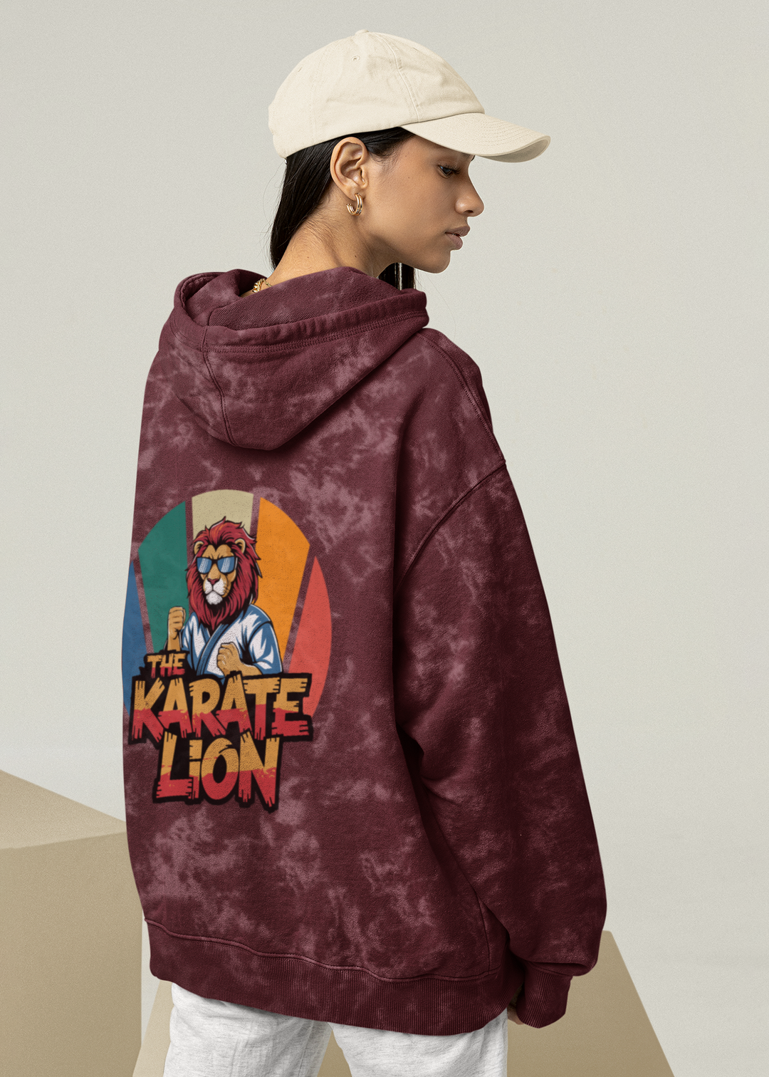 Lion Spirit Acid Wash Hooded Sweatshirt