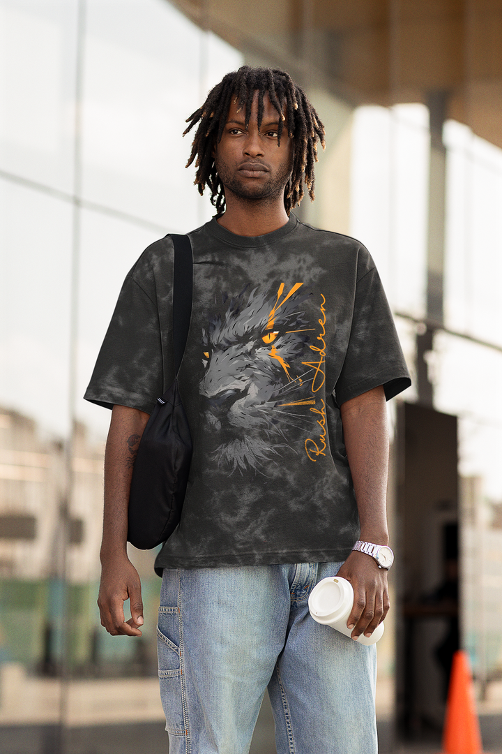 Fierce Lion Acid Wash Oversized T-shirt