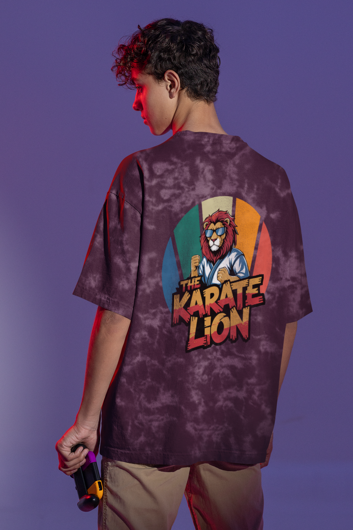 Karate Lion Acid Wash Oversized T-shirt