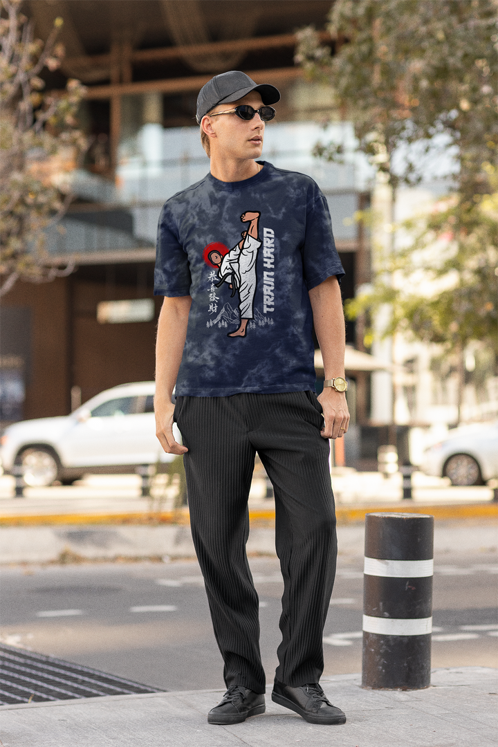 Train Hard Acid Wash Oversized T-shirt
