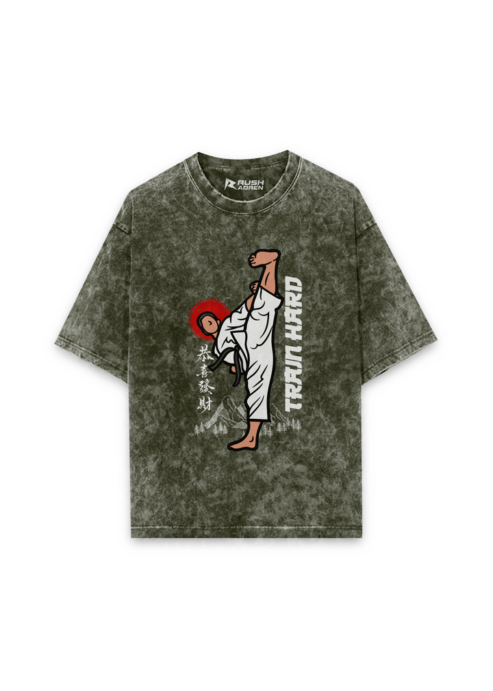 Train Hard Acid Wash Oversized T-shirt