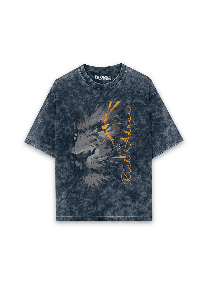 Fierce Lion Acid Wash Oversized T-shirt