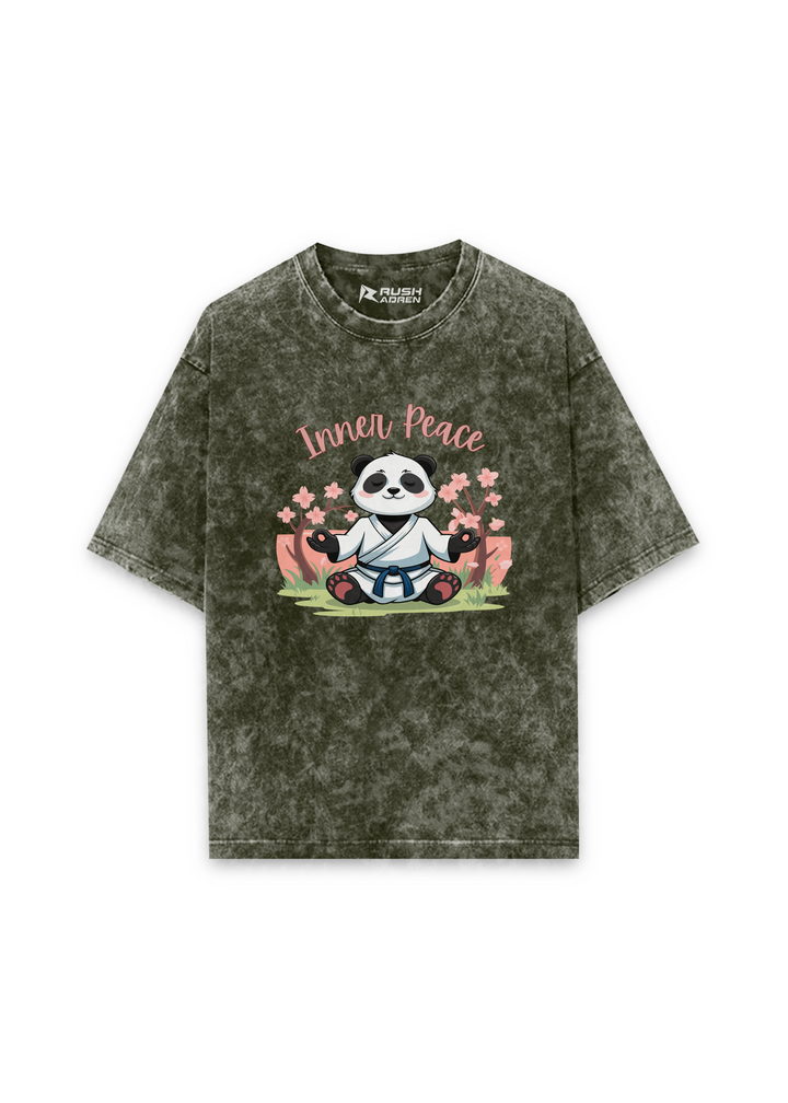 Zen Spirit Panda Acid Wash Oversized T-shirt