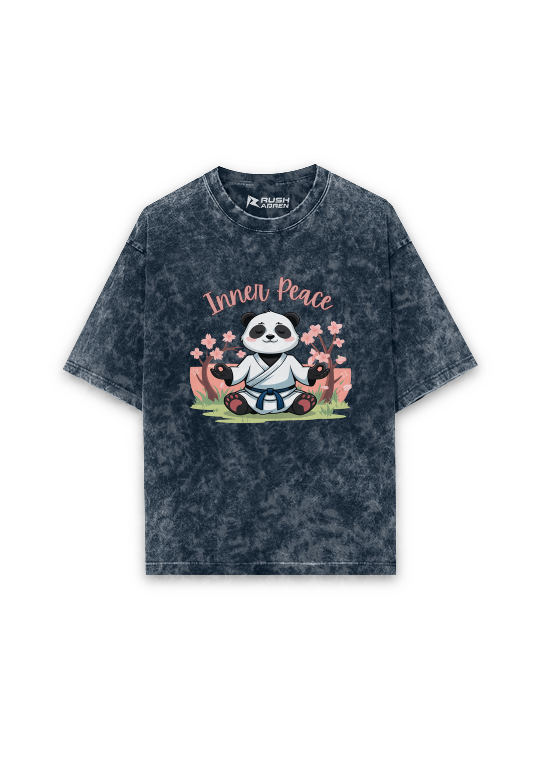 Zen Spirit Panda Acid Wash Oversized T-shirt