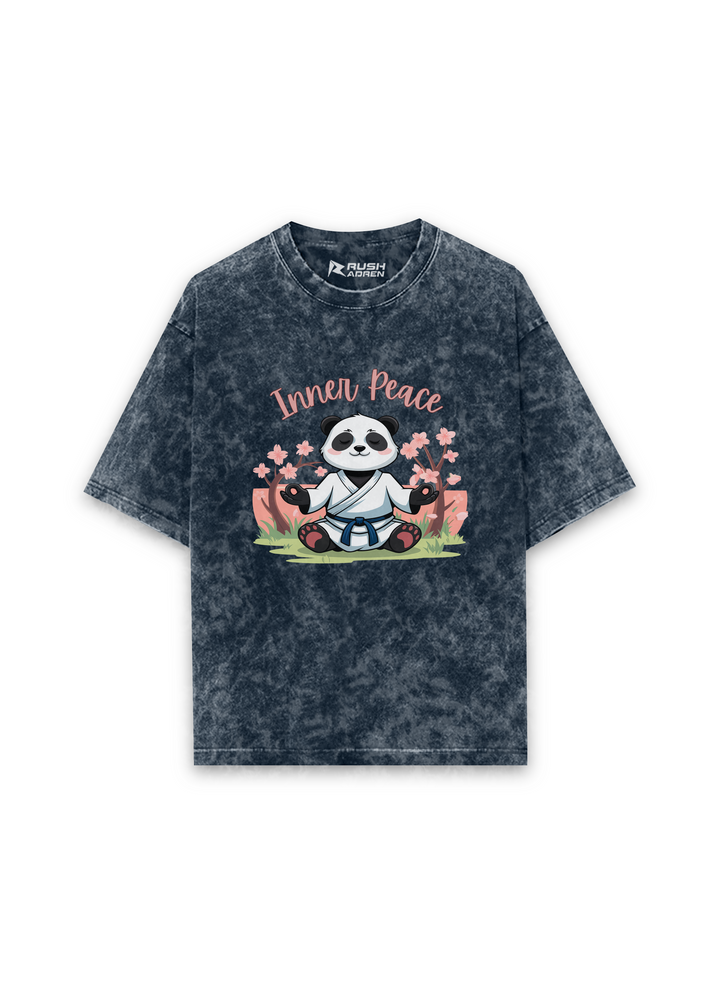 Zen Spirit Panda Acid Wash Oversized T-shirt