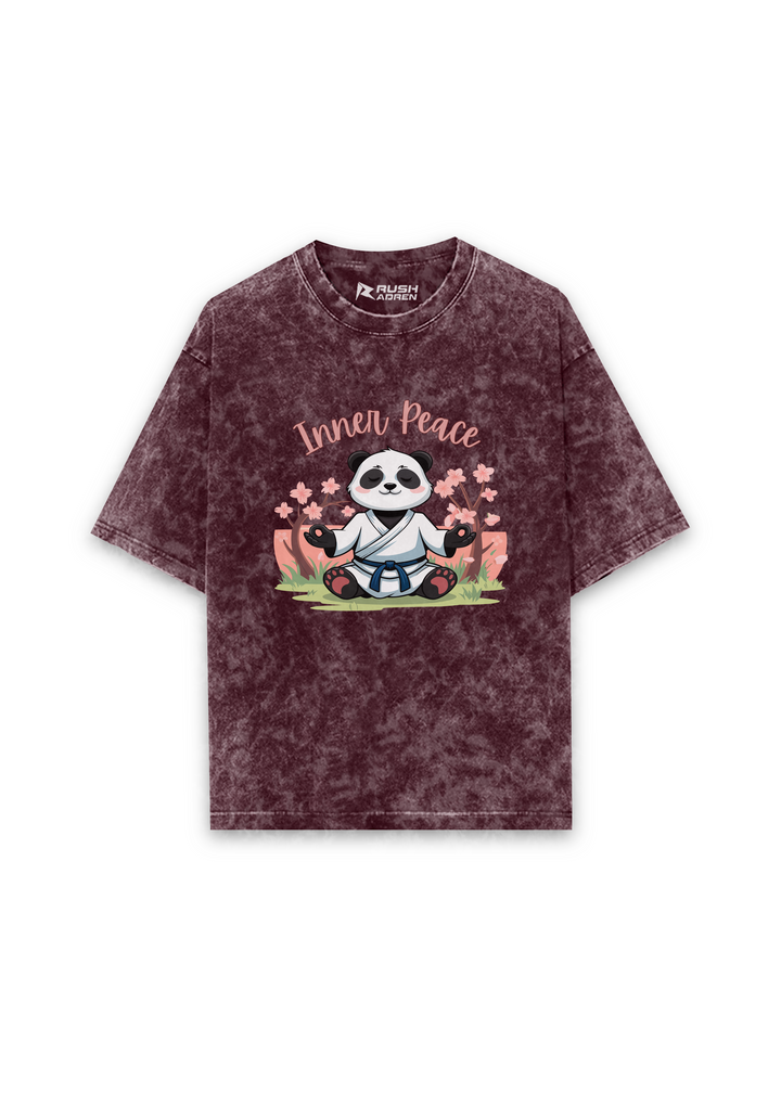Zen Spirit Panda Acid Wash Oversized T-shirt